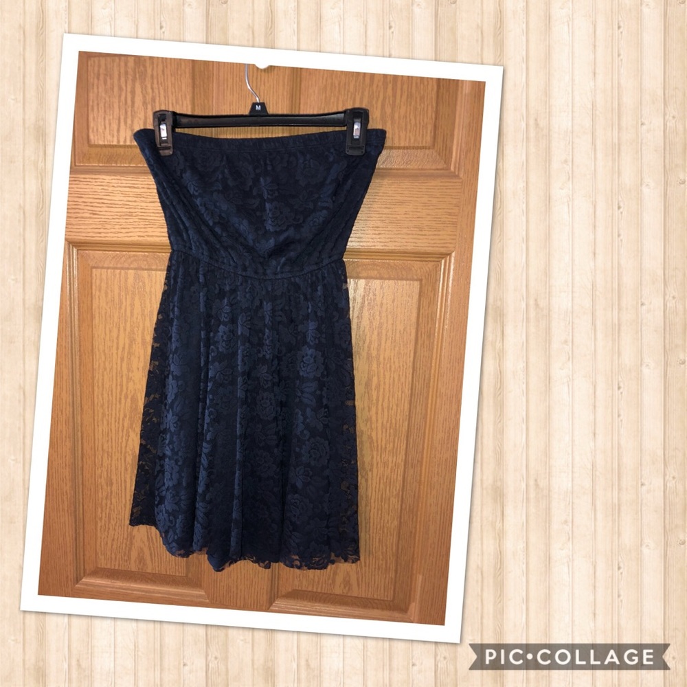 Dark blue hollister lace strapless dress